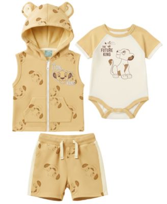 Baby Boys' Simba Print Vest, Bodysuit, and Shorts, 3-Piece Set