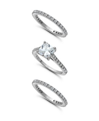 Cubic zirconia (3 3/4 ct.t.w.) 3-Pc. Set Square Cut Cubic Zirconia Band Rings