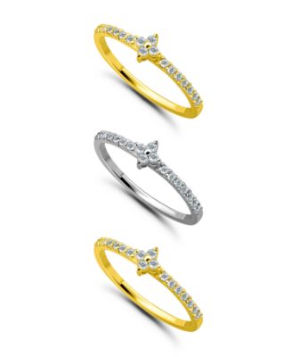 Cubic Zirconia (7/8 ct.t.w) 3-Pc. Set Pave Diamond Shape Band Ring