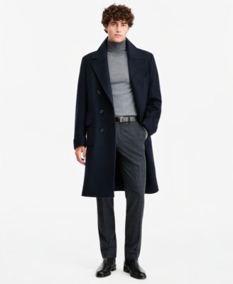 Men's Solid Wool Blend Modern-Fit Overcoat