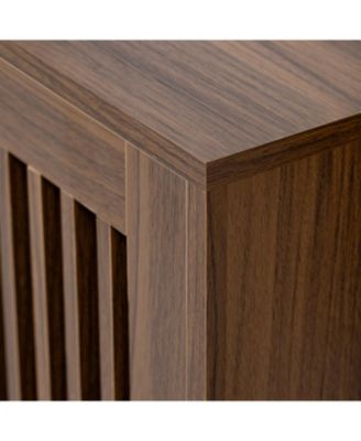 Mid-Century Walnut TV Stand with Extendable Table & Cushion