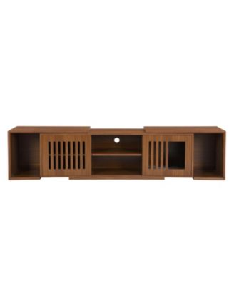Mid-Century Walnut TV Stand with Extendable Table & Cushion