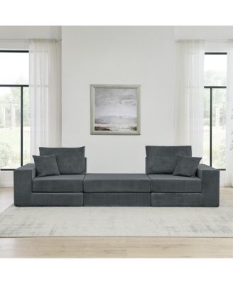 Modular Cloud Sectional Couch, Modern L-Shaped Sofa with Ottoman