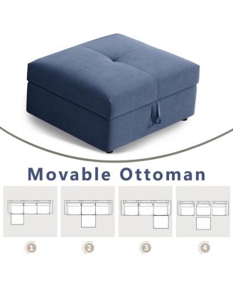  Modern L-shaped sectional sofa, 105-inch cloud sofa with adjustable backrest and ottoman