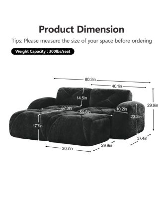 U-shaped Boneless Sofa, Soft Velvet, Tufted, High Density Sponge, No Assembly