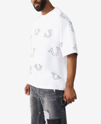 Men's Short-Sleeve Horseshoe Print Oversized T-Shirt