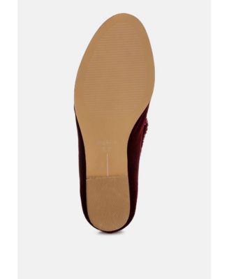 Rag and Co Womens Bastian Fur Detail Velvet Loafers