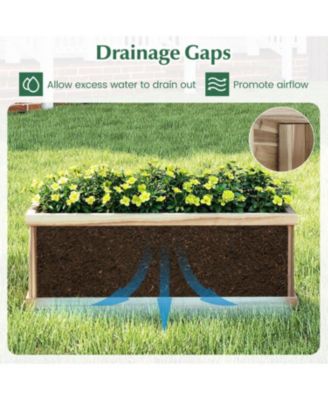 Wooden Rectangular Planter Box with Drainage