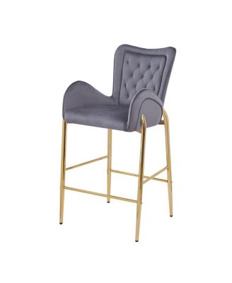 Velvet Counter Height Bar Stools (Set of 2) with Golden Legs