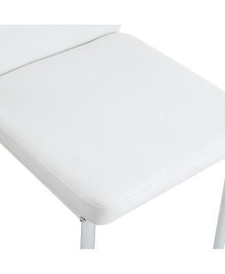 Streamdale Luxury Simple Chair - Set of 6 White PU Dining Chairs with Metal Silver Legs
