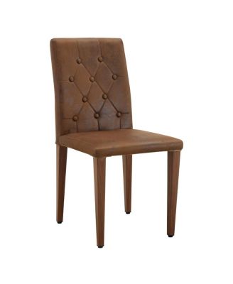 Brown Walnut Dining Chair with Ergonomic Buckle Backrest