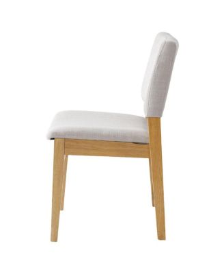 Upholstered Stackable Dining Chairs Set of 2 - Linen Fabric, Solid Wood Frame