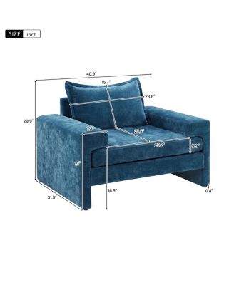 Chenille Upholstered Armchair with Wide Armrests