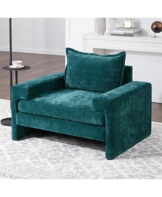 Chenille Upholstered Armchair with Wide Armrests