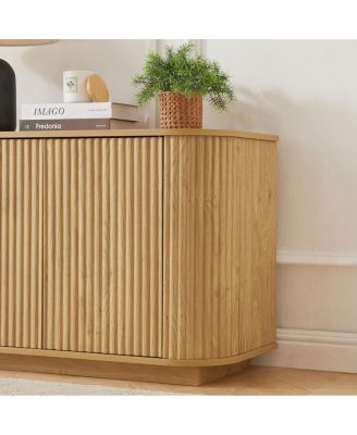 Sideboard Storage Cabinet with Wave Pattern, 64"W x 15"D x 24"H.