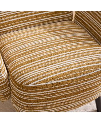 Modern armchair with sanded fabric, side pocket, solid wood legs