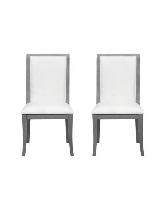 Oak Gray Upholstered Dining Chairs (Set of 2) - Traditional Elegant Fabric Side Chairs.