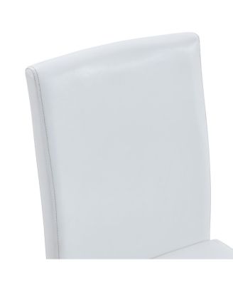 Set of 4 White PU Dining Chairs with Ergonomic Backrest & Comfortable Seat