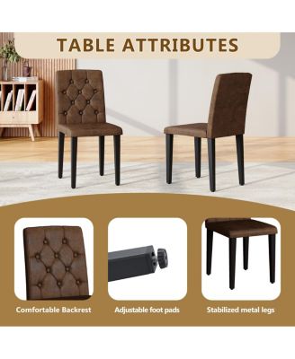 4-Pack Suede Dining Chairs with Button