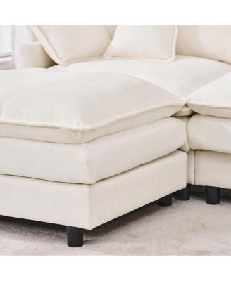 101.9" 3-seater cashmere sofa w/ movable footstool, modular.