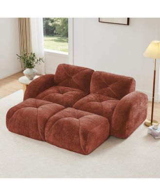 U-shaped Boneless Sofa, Soft Velvet, Tufted, 32D Sponge, No Assembly.