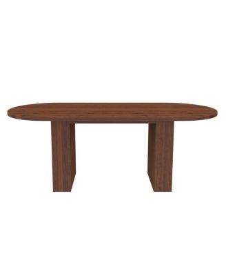 Oval Dining Table for 6, Walnut Veneer, Modern Farmhouse, Waterproof, Scratch Resistant