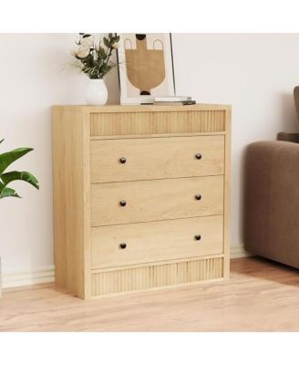 3 Drawer Dresser for Bedroom, Wide Fluted Chest of Drawers, Modern Wooden Nightstand Storage Cabinet