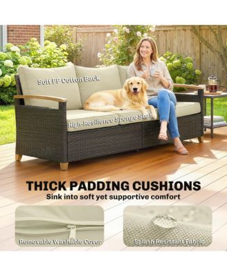 3 Seater Outdoor Couch Sofa with Cushioned Wide Seats