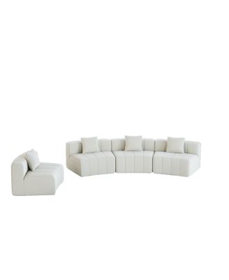 Chenille Curved Sectional Sofa with 4 Pillows, Semi-Circular Modular Design
