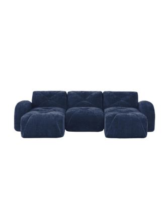 U-shaped Boneless Sofa, Tufted, 32D High Density Sponge