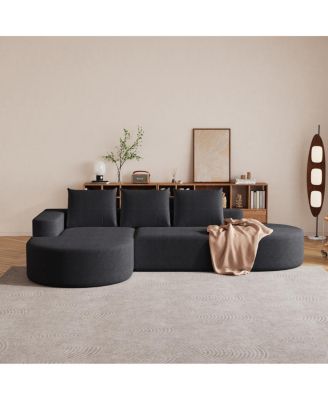 Modern Curved Chenille Sectional Sofa Couch Set, 108.5" L Shaped with 3 Pillows