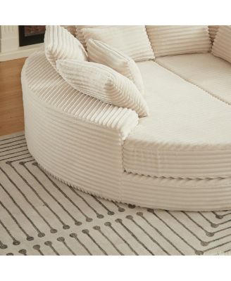 Corduroy Oversized Recliner, Converts to 2 Recliners, Sofa Bed, Neck Pillow