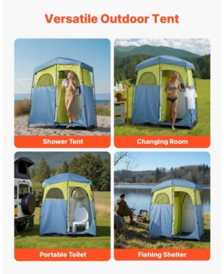 2-Room Camping Shower Tent with Shower Bag and Carry Bag