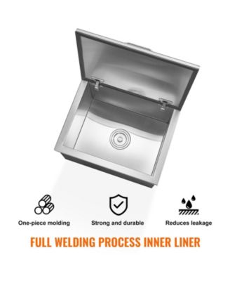 20 x 16 x 13 Inch Drop-In Stainless Steel Ice Chest, 40 Qt with Hinged Lid