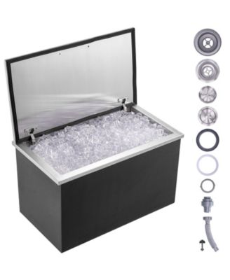 24 x 20 x 15 Inch Drop-In Stainless Steel Ice Chest, 40 Qt with Hinged Lid