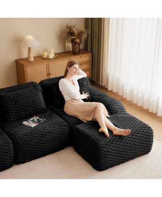 Streamdale Modern U-Shaped Modular Sectional Sofa, Flannelette, Oversized 3-Seater