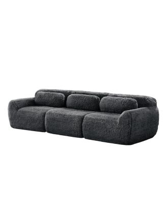 Streamdale 114" Soft Fluffy Plush Modular Sectional Sofa w/ Ottoman & Pillows