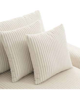 Corduroy U-Shaped Sectional Sofa with Bluetooth, USB, Cup Holders & Storage