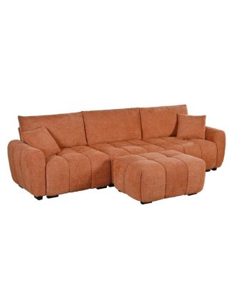 110" Modular Sectional Sofa, L Shape, Extra-large Seat, Movable Ottoman, Boucle Fabric