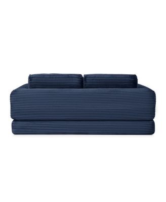  2-in-1 Folding Convertible Sofa Bed, Modern Corduroy Sleeper Couch with 2 Pillows