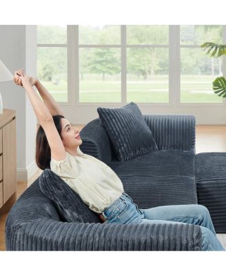 Streamdale 114" Gray Cloud Sectional Couch with L-Shape Chaise & Movable Ottoman