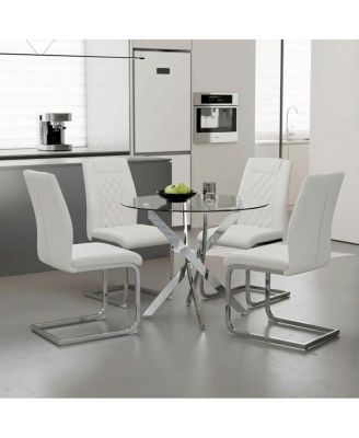High-Back PU Leather Dining Chairs Set of 4, Modern Kitchen Chairs with Legs