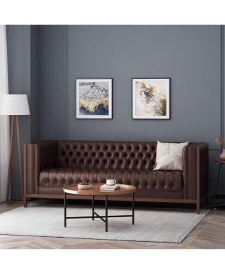 Contemporary Upholstered Sofa with Button-Tufted Diamond Stitching