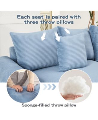  Oversized Cloud Modular Sectional Couch, Premium Corduroy 3-Seater