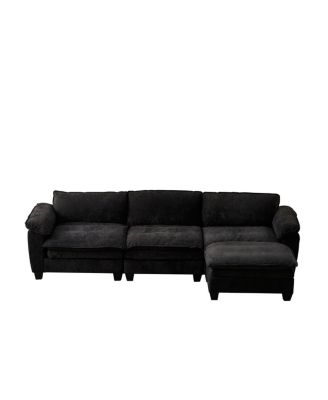  Living Room Sofa Luxury Couch with Ottoman Soft Chenille L Shape Sofa