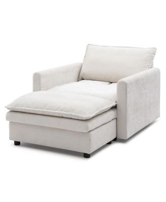 Chenille Sofa Bed, Cozy Lounge Chair with Ottoman 1-Seat