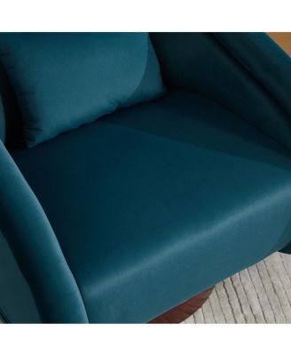 Velvet Swivel Accent Chair, 360-Degree Comfy Pumpkin-Shaped Chair