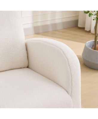  Sherpa Rocking Chair with Side Pocket & Rubber Wood Legs