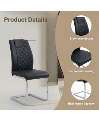 High-Back PU Leather Dining Chairs Set of 4, Modern Kitchen Chairs with Legs