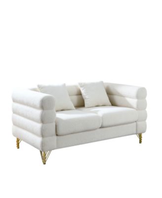 Streamdale 60" Oversized 2-Seater Sectional Sofa, White Teddy